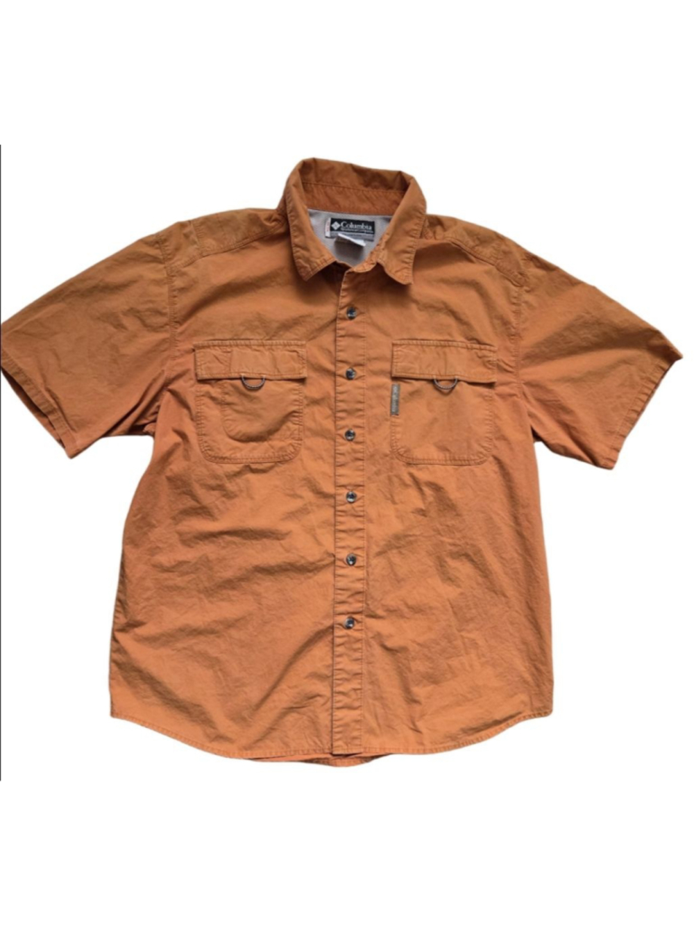 Men's Columbia Orange Short Sleeve Casual Button Down Shirt S